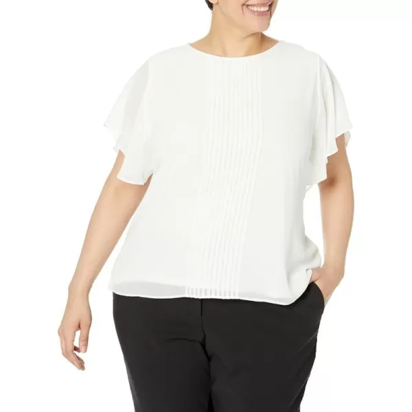 Calvin Klein Womens Plus Size Layered Mixed Media TShirtSoft White