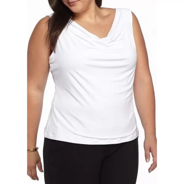 Calvin Klein Womens Plus Size Pleat Neck CamiWhite