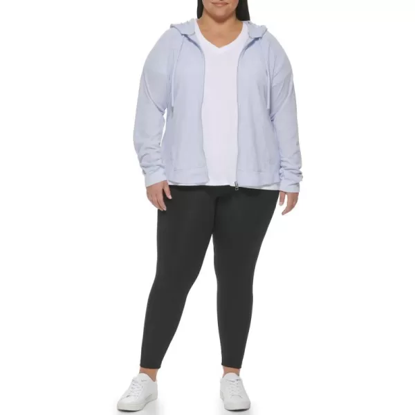 Calvin Klein Womens Premium Performance Ruched Long Sleeve Zip Up Hoodie Standard and PlusWaterfall