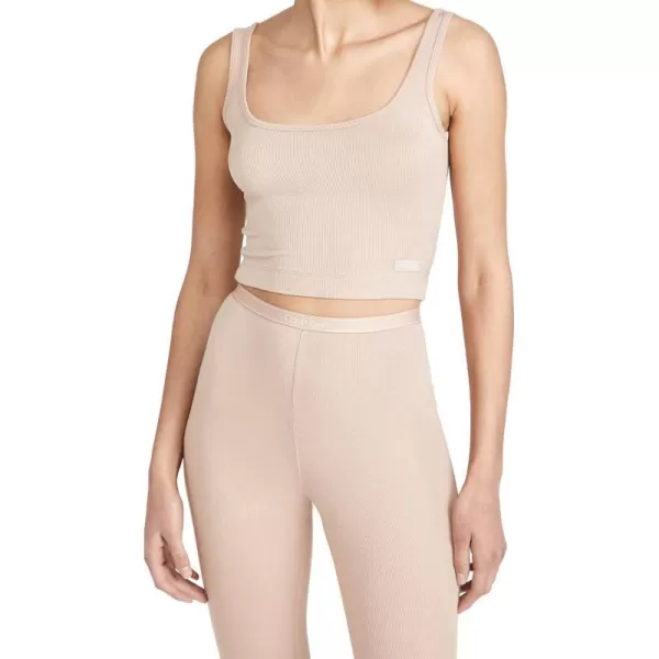 Calvin Klein Womens Pure Ribbed Lounge Tank TopHoney Almond