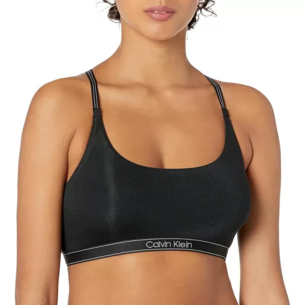 Calvin Klein Womens Pure Ribbed Natural Lift Unlined BraletteBlack