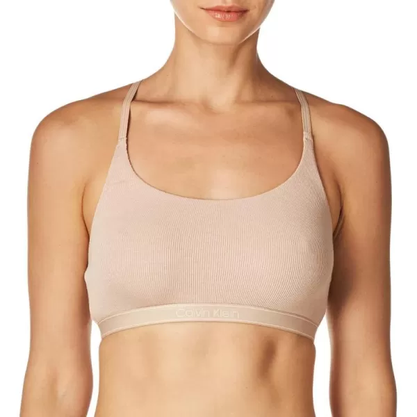 Calvin Klein Womens Pure Ribbed Natural Lift Unlined BraletteHoney Almond