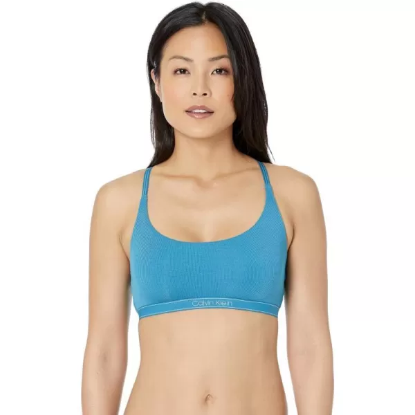 Calvin Klein Womens Pure Ribbed Natural Lift Unlined BraletteTapestry Teal