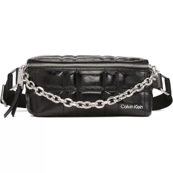 Calvin Klein Womens Rain Organizational Belt BagBlackSilver