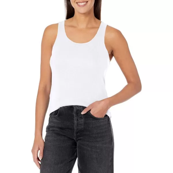 Calvin Klein Womens Ribbed Scoop Neck Button Tank TopWhite