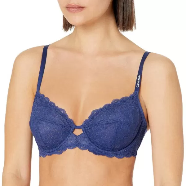 Calvin Klein Womens Seductive Comfort Unlined Lace BraSpace Blue