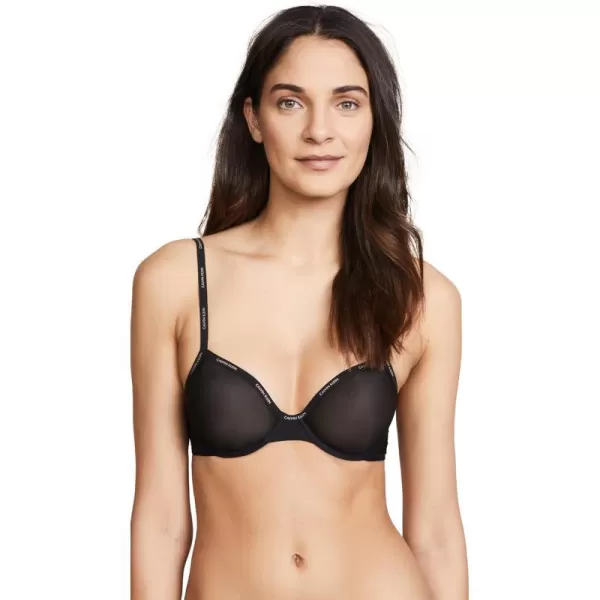 Calvin Klein Womens Sheer Marquisette Unlined Demi BraBlack