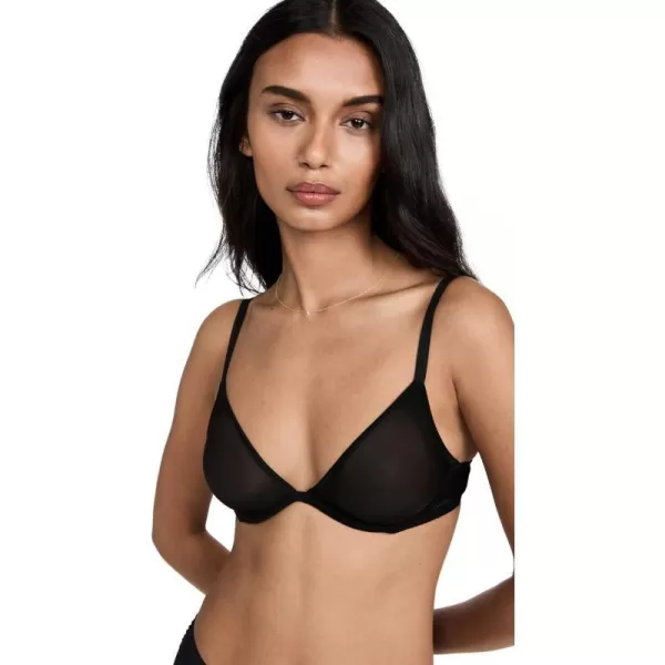 Calvin Klein Womens Sheer Marquisette Unlined Plunge BraBlack