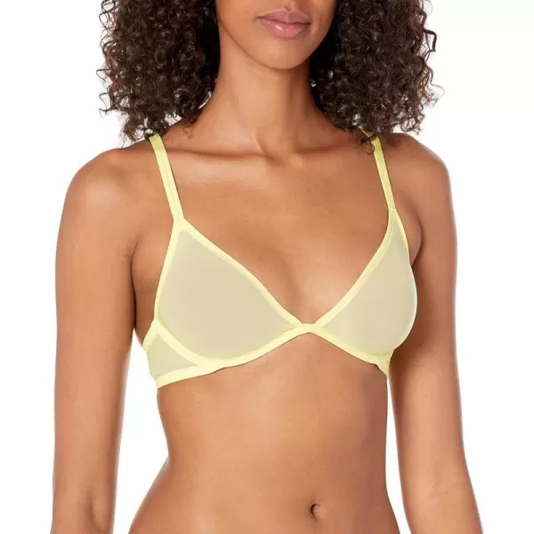 Calvin Klein Womens Sheer Marquisette Unlined Plunge BraNew Yellow