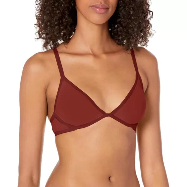 Calvin Klein Womens Sheer Marquisette Unlined Plunge BraTawny Port