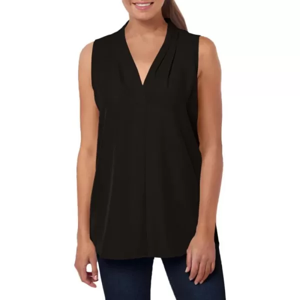 Calvin Klein Womens Sleeveless Blouse with Inverted Pleat Standard and PlusStandard Black