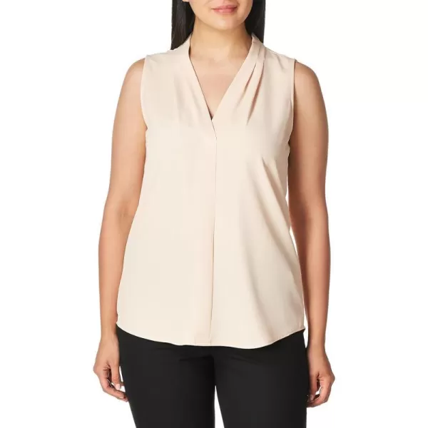 Calvin Klein Womens Sleeveless Blouse with Inverted Pleat Standard and PlusStandard Blush