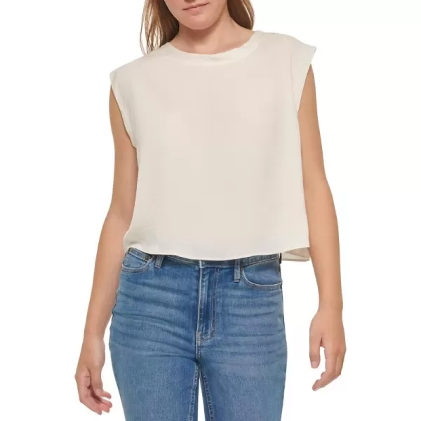 Calvin Klein Womens Sleeveless Blouse with Inverted Pleat Standard and PlusStandard Mascarpone