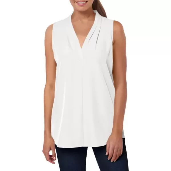 Calvin Klein Womens Sleeveless Blouse with Inverted Pleat Standard and PlusStandard Soft White