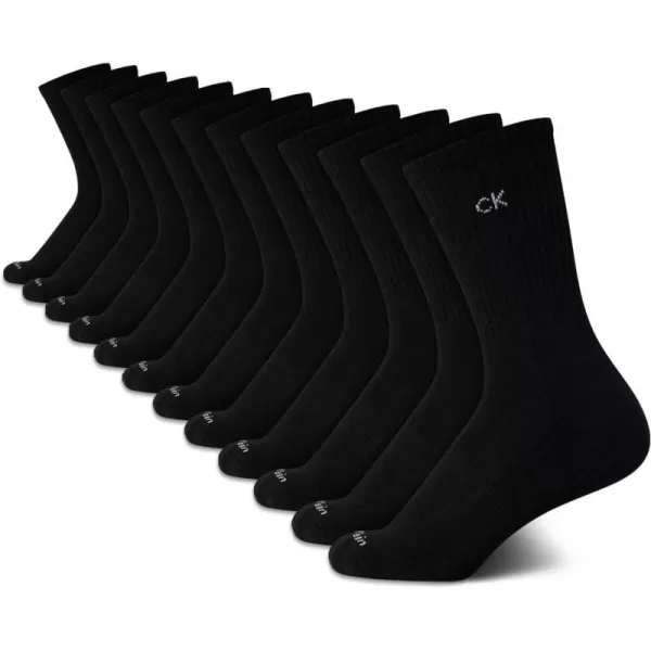 Calvin Klein Womens Socks  Cushion Athletic Crew Socks 12 PackBlack