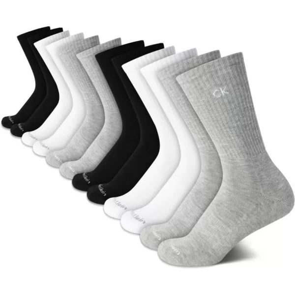 Calvin Klein Womens Socks  Cushion Athletic Crew Socks 12 PackGrey Assorted