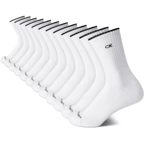 Calvin Klein Womens Socks  Cushion Athletic Crew Socks 12 PackPure White