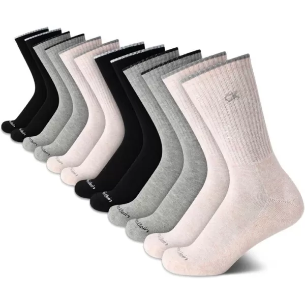 Calvin Klein Womens Socks  Cushion Athletic Crew Socks 12 PackRose Heather Assorted