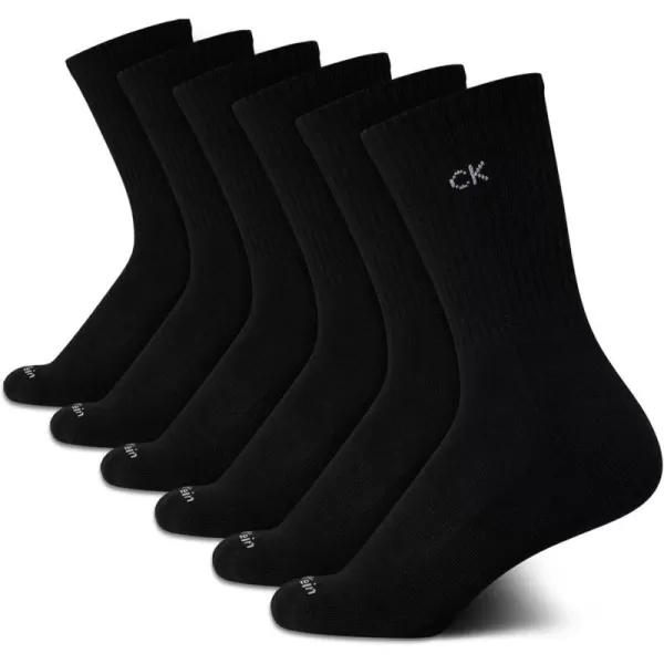 Calvin Klein Womens Socks  Cushion Athletic Crew Socks 6 PackBlack