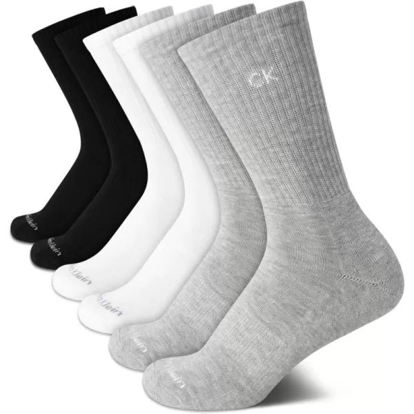 Calvin Klein Womens Socks  Cushion Athletic Crew Socks 6 PackGrey Assorted