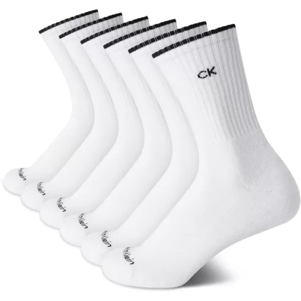 Calvin Klein Womens Socks  Cushion Athletic Crew Socks 6 PackPure White