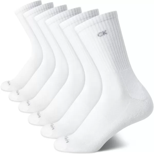 Calvin Klein Womens Socks  Cushion Athletic Crew Socks 6 PackWhite