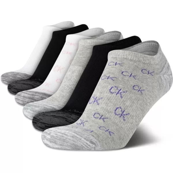 Calvin Klein Womens Socks  Cushion No Show Socks 6 PackGrey Ck Logo