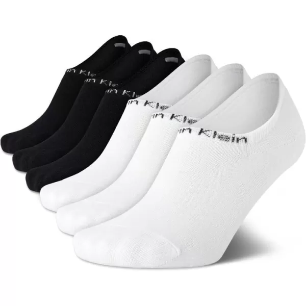 Calvin Klein Womens Socks  Lightweight No Show Liners 6 PackWhiteBlack Assorted