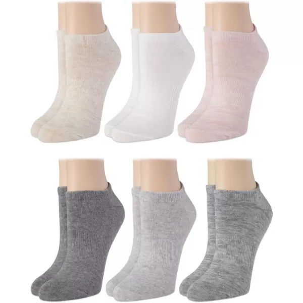 Calvin Klein Womens Socks  Lightweight No Show Socks 6 PackWhiteRoseEcruOatmeal Pale Grey Heather