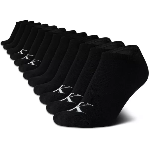 Calvin Klein Womens Socks  Lightweight Performance NoShow Liners 12 PackAll Black Logo