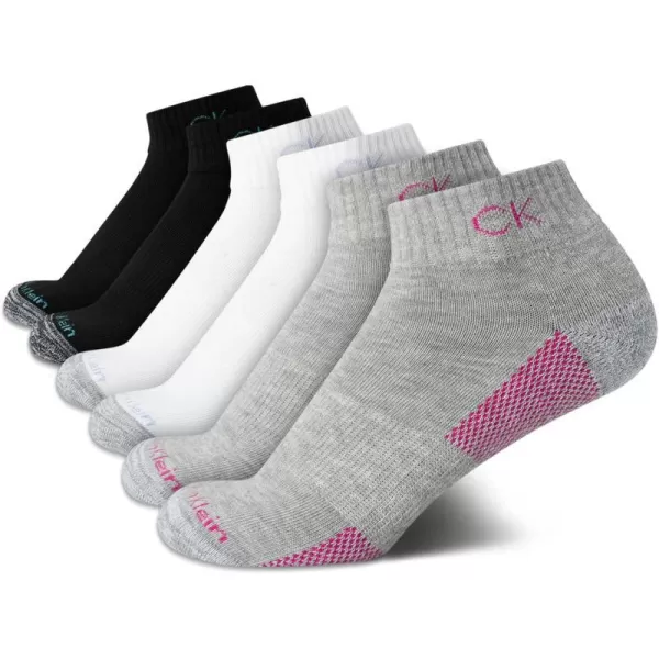 Calvin Klein Womens Socks  Lightweight Quarter Cut Ankle Socks 3 or 6 PackAssorted Heather6 Pack