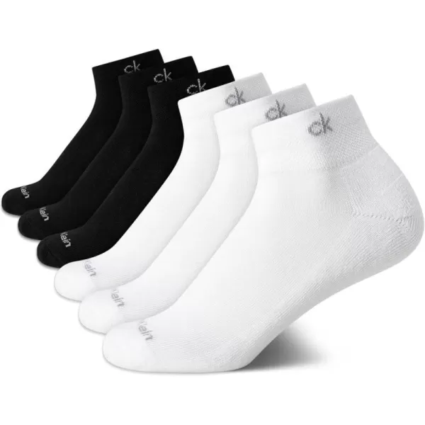 Calvin Klein Womens Socks  Lightweight Quarter Cut Ankle Socks 3 or 6 PackBlackWhite6 Pack