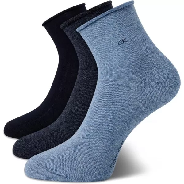 Calvin Klein Womens Socks  Roll Cuff Crew Socks 3 PackAssorted