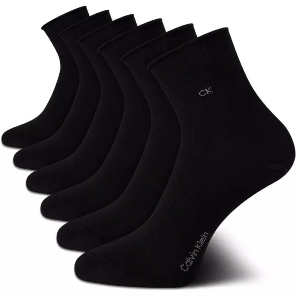 Calvin Klein Womens Socks  Roll Cuff Crew Socks 6 PackAll Black