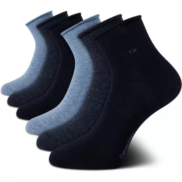 Calvin Klein Womens Socks  Roll Cuff Crew Socks 6 PackAssorted