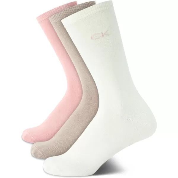 Calvin Klein Womens Socks  Sustainable SuperSoft Luxury Cushion Athletic Crew Socks 3 PackTan