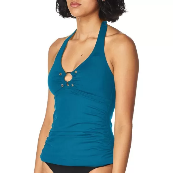 Calvin Klein Womens Solid Halter Tankini Swimsuit with Removable Soft CupsAgean