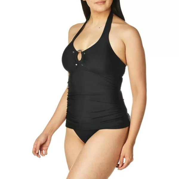 Calvin Klein Womens Solid Halter Tankini Swimsuit with Removable Soft CupsBlack