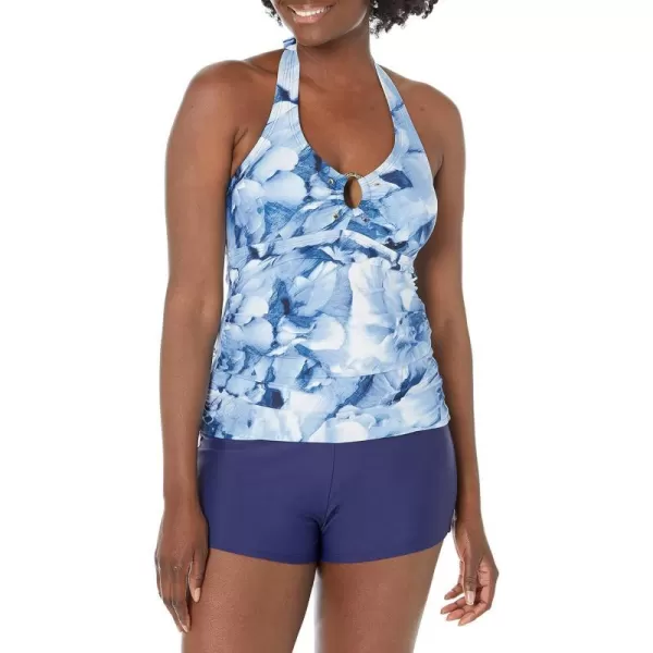 Calvin Klein Womens Solid Halter Tankini Swimsuit with Removable Soft CupsDeep Sea