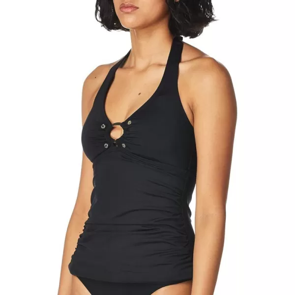 Calvin Klein Womens Solid Halter Tankini Swimsuit with Removable Soft CupsNew Black