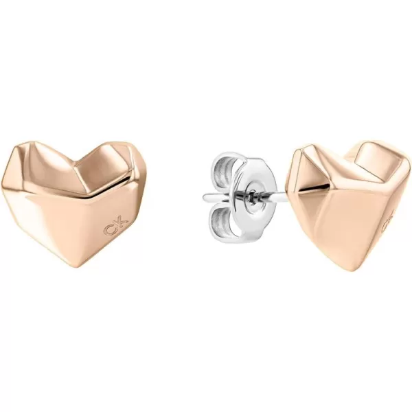 Calvin Klein Womens Stud Earrings Faceted HeartShaped Design for All OccasionsCarnation Gold