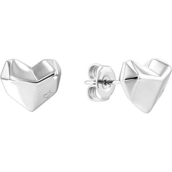 Calvin Klein Womens Stud Earrings Faceted HeartShaped Design for All OccasionsSilver