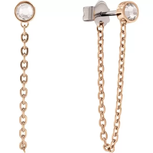 Calvin Klein Womens Stud and Chain Earrings Contemporary Feel with Crystal Setting and Suspended ChainCarnation Gold