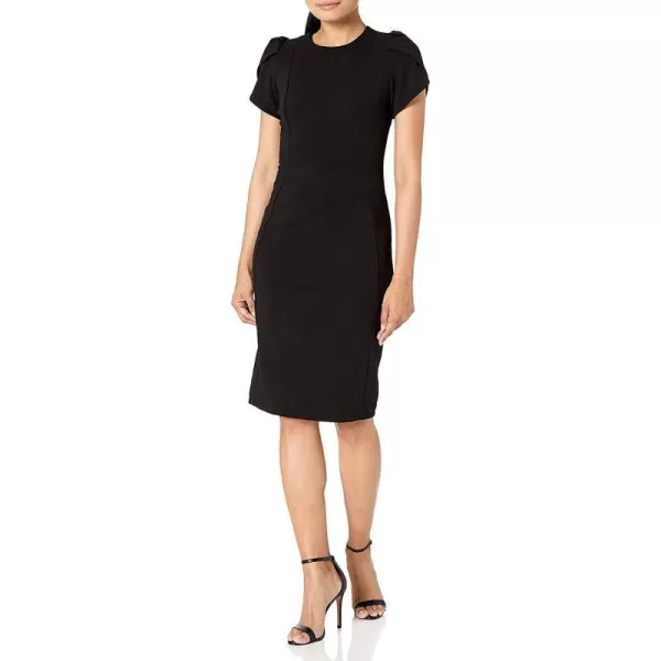 Calvin Klein Womens Tulip Sleeved Sheath DressBlack 2