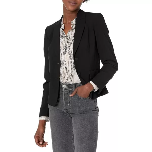 Calvin Klein Womens Two Button Lux Blazer Petite Standard  PlusBlack