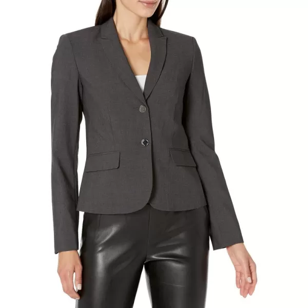 Calvin Klein Womens Two Button Lux Blazer Petite Standard  PlusCharcoal