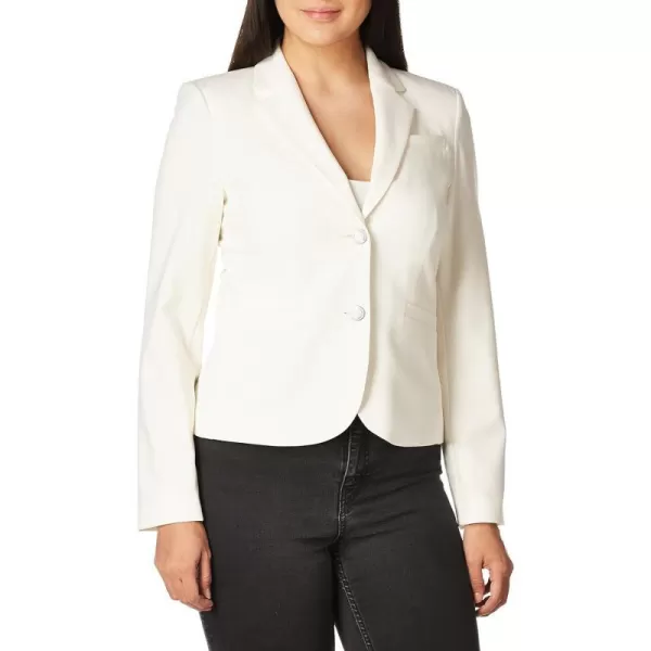 Calvin Klein Womens Two Button Lux Blazer Petite Standard  PlusCream