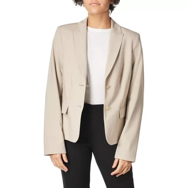 Calvin Klein Womens Two Button Lux Blazer Petite Standard  PlusKhaki