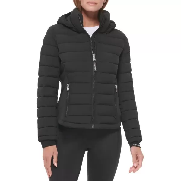 Calvin Klein Womens Water Resistant Casual Lightweight Scuba Side Panels JacketBlack