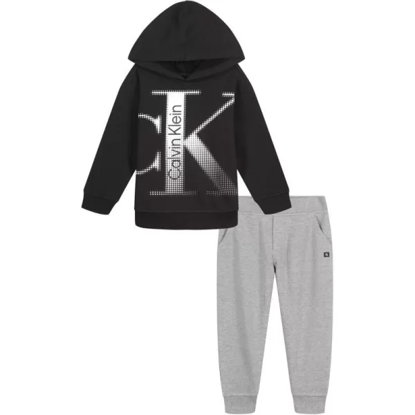 Calvin Klein boys 2 Pieces Fleece Hooded Jog SetBlack  Heather